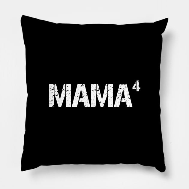 Distressed Text, Mama Squared, Mama Of 4 Kids - Pregnancy Announcement, Mother's Day Gift For Awesome Mom Pillow by Art Like Wow Designs