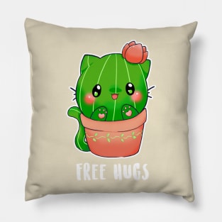 Free Hugs cactus cat Pillow