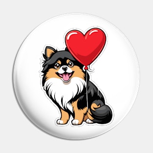 Pomeranian Heart Balloon - Valentines Day Pin