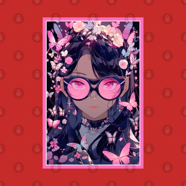 Aesthetic Anime Girl Pink Rosa Black | Quality Aesthetic Anime Design | Premium Chibi Manga Anime Art by AlNoah