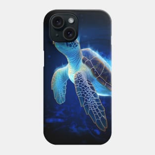 Ethereal Sea Turtle in Vibrant Blues Phone Case