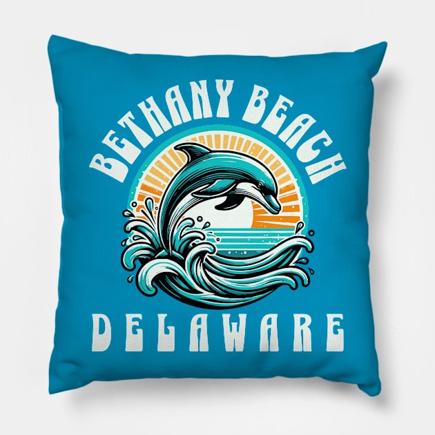 Bethany Beach Dolphin Fun Pillow by TeaTimeTs