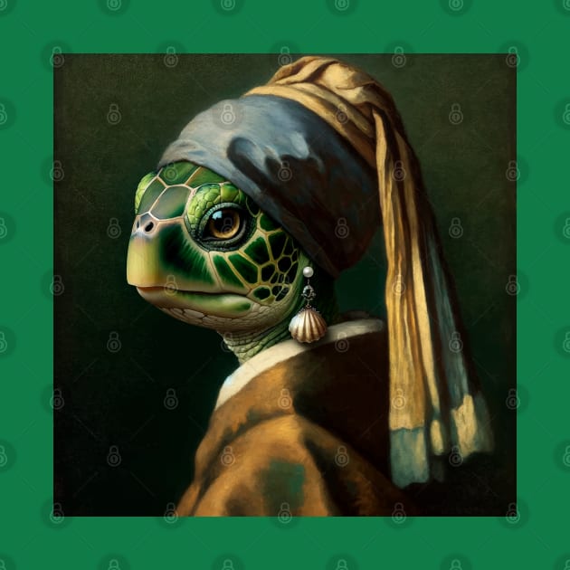 Wildlife Conservation - Pearl Earring Green sea turtle Meme by Edd Paint Something