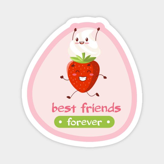 Best friends forever - Strawberry & Whipped cream T-Shirt Magnet by SoftFigurine