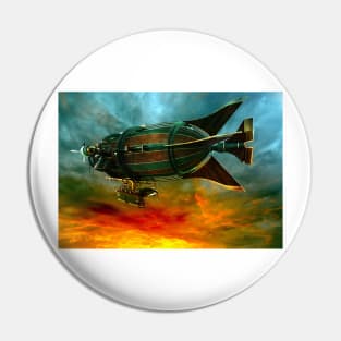 Fantasy steampunk blimp Pin