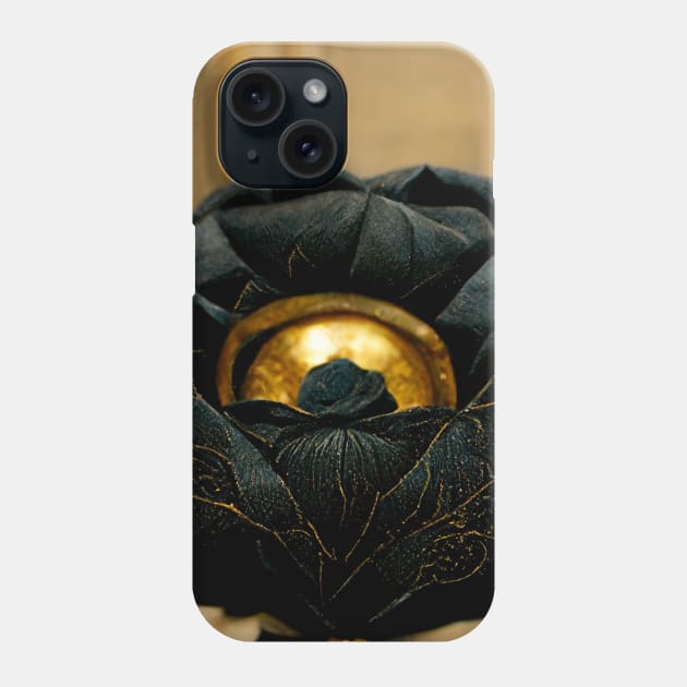 Black Gilded Rose Gothic Romance Phone Case by Moon Art