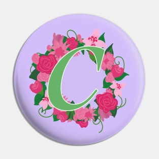 Monogram C, Personalized Floral Initial Pin