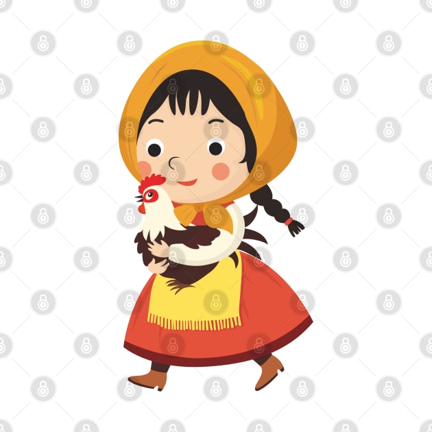 young girl icon traditional dress sketch cartoon design by erika design