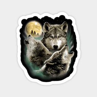 Three Wolves Howling in Moonlight Magnet