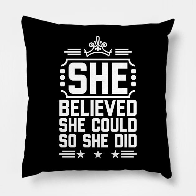 Believe Yourself Quotes For Girls Pillow by Monster Skizveuo