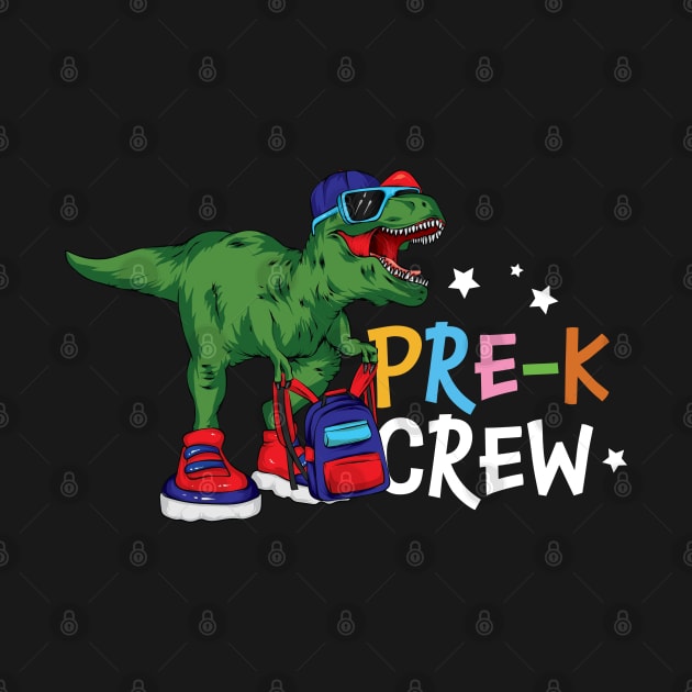 Funny T-Rex Back To School Pre-K Crew Pre Kindergarten Gift by BadDesignCo