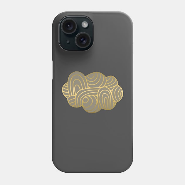 Cloud in Gold and Deep Silver –  Gold Cloud Line Drawing with Pewter Color Fill Phone Case by VegShop