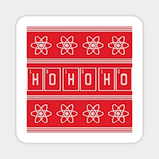 Red and White HO HO HO Christmas Chemistry Sweater Pattern Magnet