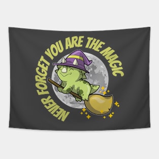 Never Forget You Are The Magic - Triceratops Witch Tapestry