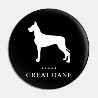 Great Dane Dog White Silhouette Pin