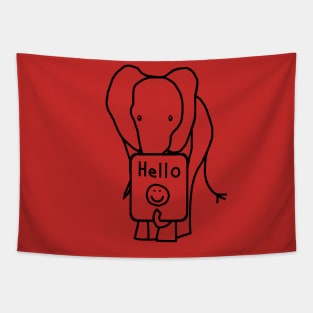 Elephant says Hello Outline Tapestry