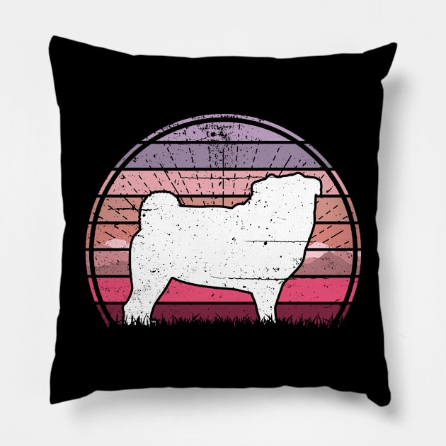 Pug Pink Sunset Pillow by Nerd_art