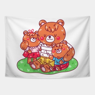 Hand Drawn Bear Motherhood Tapestry