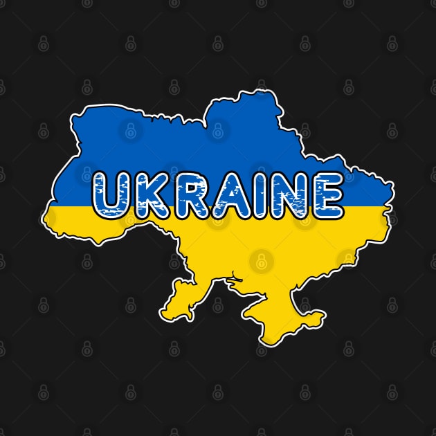 Ukraine Flag and Map Slava Ukraini by Scar