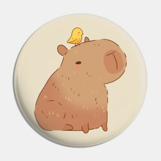 Capybara and bird illustration Pin