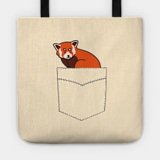 Red panda in pocket Tote