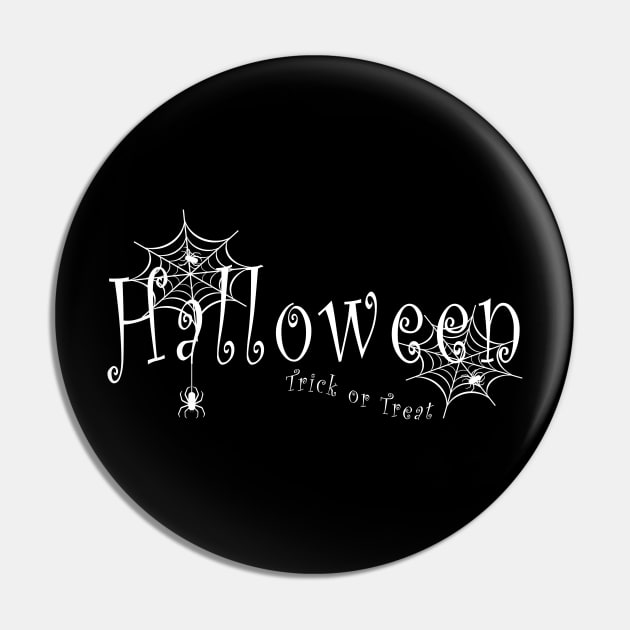 Spider webs and spiders over Halloween and Trick or Treat Pin by SPJE Illustration Photography