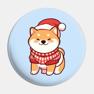 Happy Christmas Shiba Puppy Pin