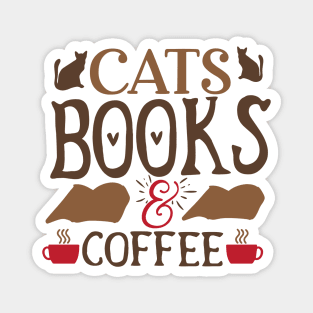 Cats Books and Coffee Magnet