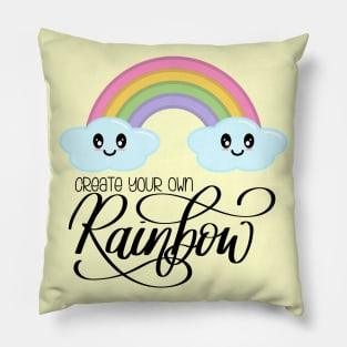 Create Your Own Rainbow with Kawaii Cute Clouds in Yellow Pillow