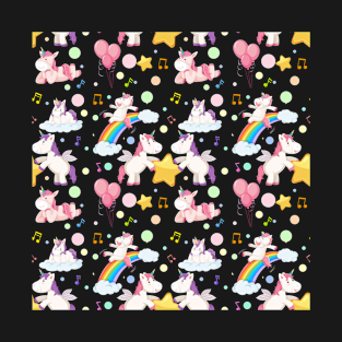 Caticorn Pattern Unicorn Rainbow girl T-Shirt