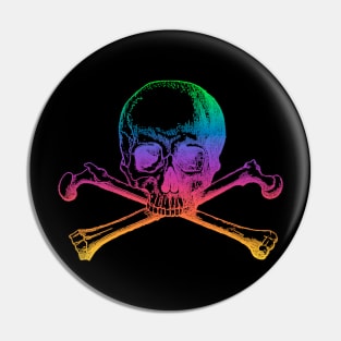 Rainbow skull and crossbones Pin