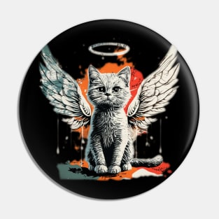 Cute cat with Angel's wings painted Pin