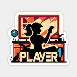 Player One Girlfriend Couple Matching Video Game Magnet