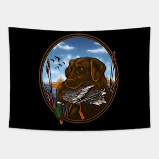 Labrador Retriever With Mallard Duck Hunting Tapestry