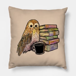 Coffee, books and owl Pillow