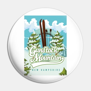 Gunstock Mountain New Hampshire Skiing cartoon Pin