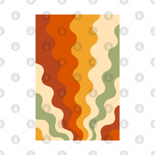 70s Retro Groovy Lines Seamless Pattern Yellow, Orange, Brown and Green by tramasdesign