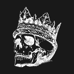 Skull King in Crown White on Black T-Shirt