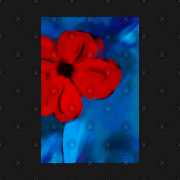 Red Flower On Blue by art64