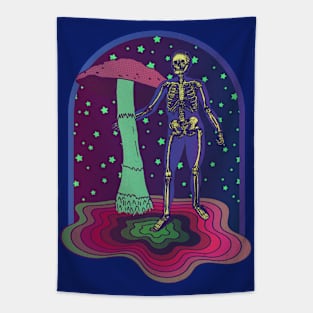 Psychedelic Skeleton with Magic Mushroom - Psychedelic Tie Dye Tapestry