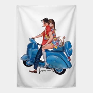 Vespa Couple Tapestry