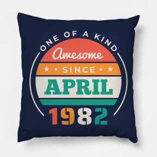 Retro Awesome Since April 1982 Birthday Vintage Bday 1982 Pillow