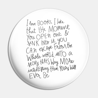 I Love Books Pin