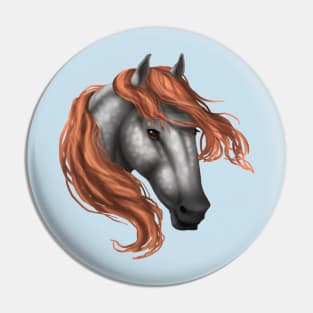 Horse Head - Dapple Orange Mane Pin