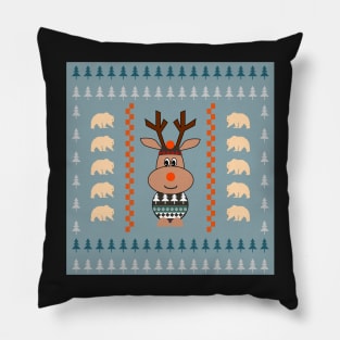 Reindeer and bears- winter decor Pillow