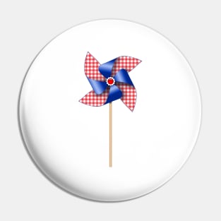 Red Gingham Check Patriotic Pinwheel | Cherie's Art Original (c)2020 Pin