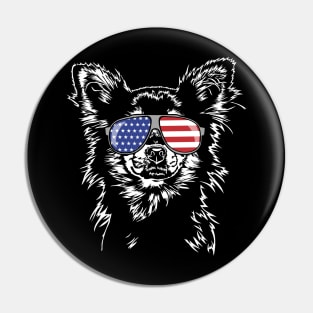 Proud Chihuahua American Flag sunglasses dog Pin