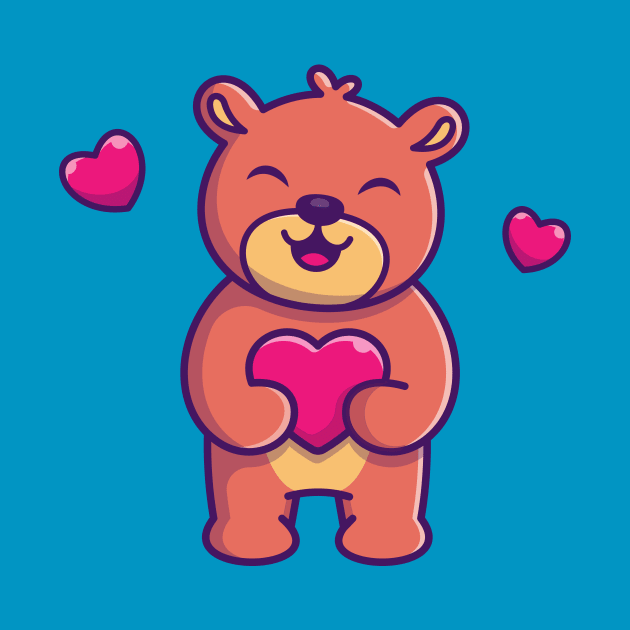 Cute Teddy Bear Holding Love Cartoon by Catalyst Labs