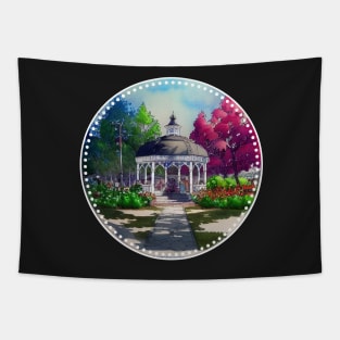 Gazebo at Town Square - Spring - Blue Sky II - Gilmore Tapestry