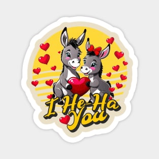 Cute Donkey With Hearts Valentines Day I He-Ha You Love Magnet